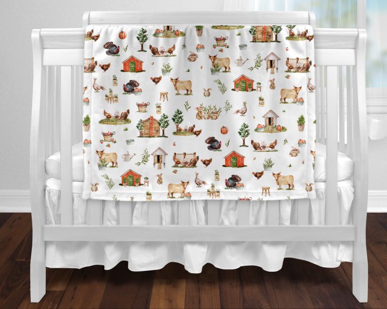 BOC0107 - Couverture minky - Ferme champêtre