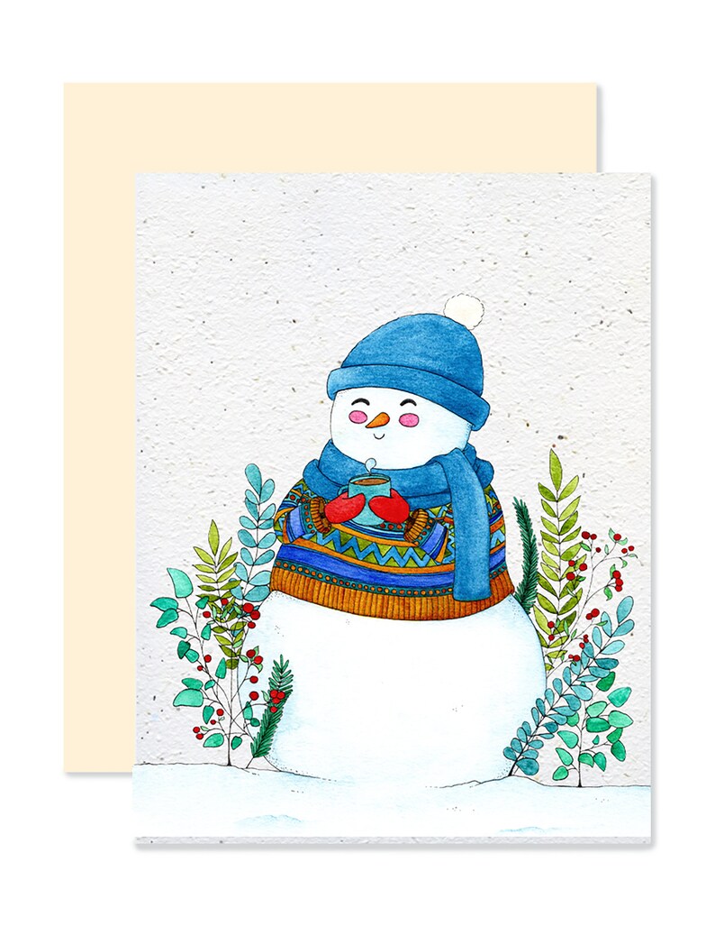 EMM0013 - Carte à planter / Plantable greeting card - Bonhomme de neige
