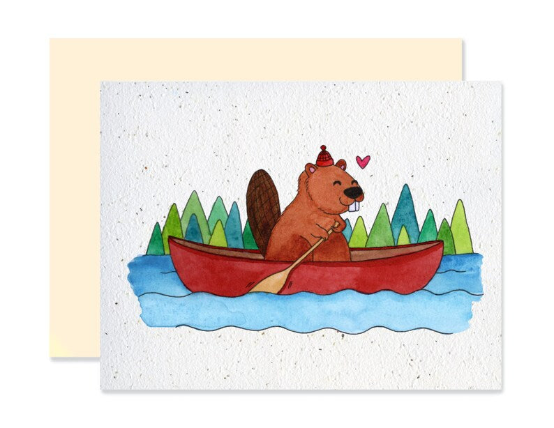 EMM0008 - Carte à planter / Plantable greeting card - Castor en chaloupe