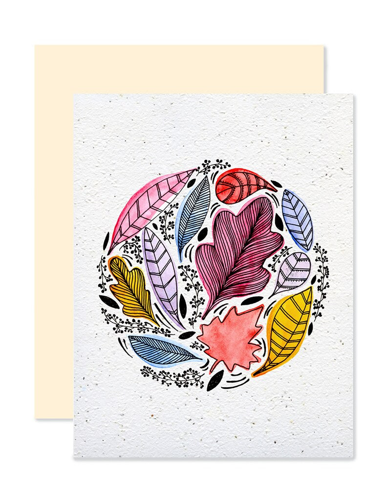 EMM0065 - Carte à planter / Plantable greeting card - Cercle de feuilles