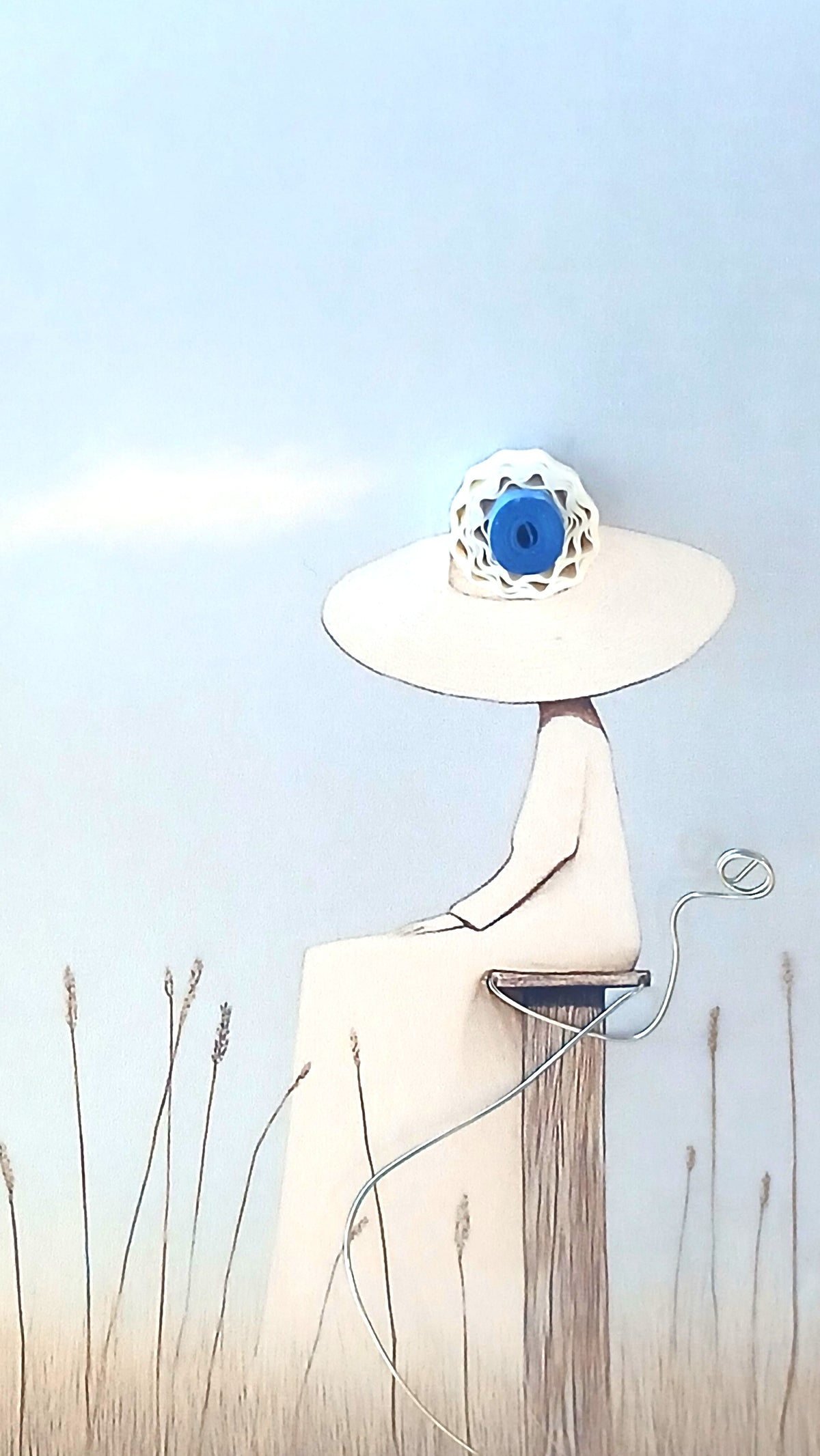 FIL0019 - Carte en quilling - Madame attend son amoureux
