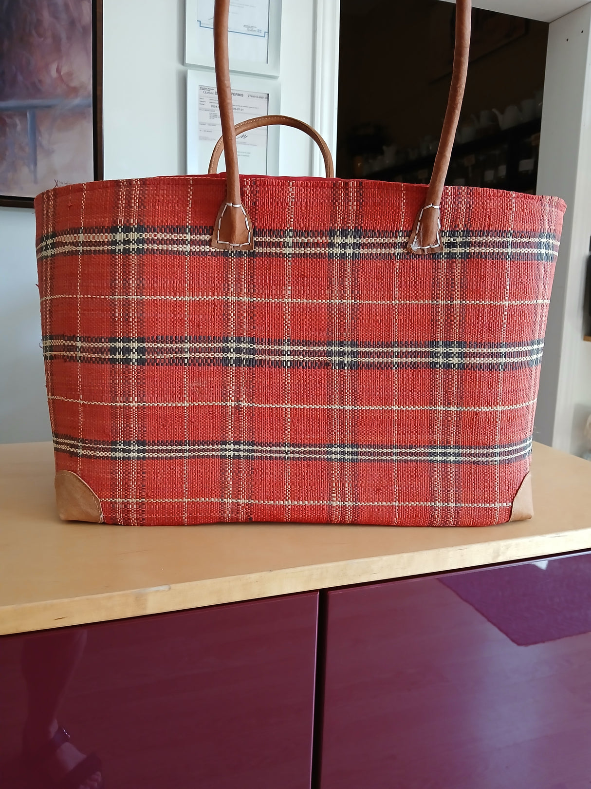 PAN0012 - 3-strip sisal basket bag - Small