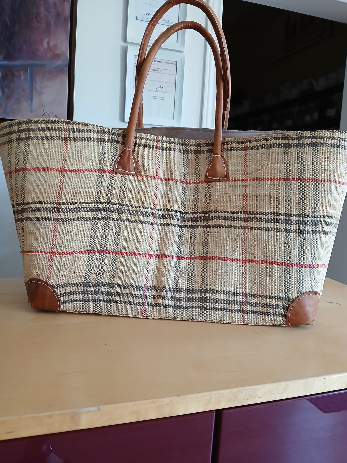 PAN0012 - 3-strip sisal basket bag - Small