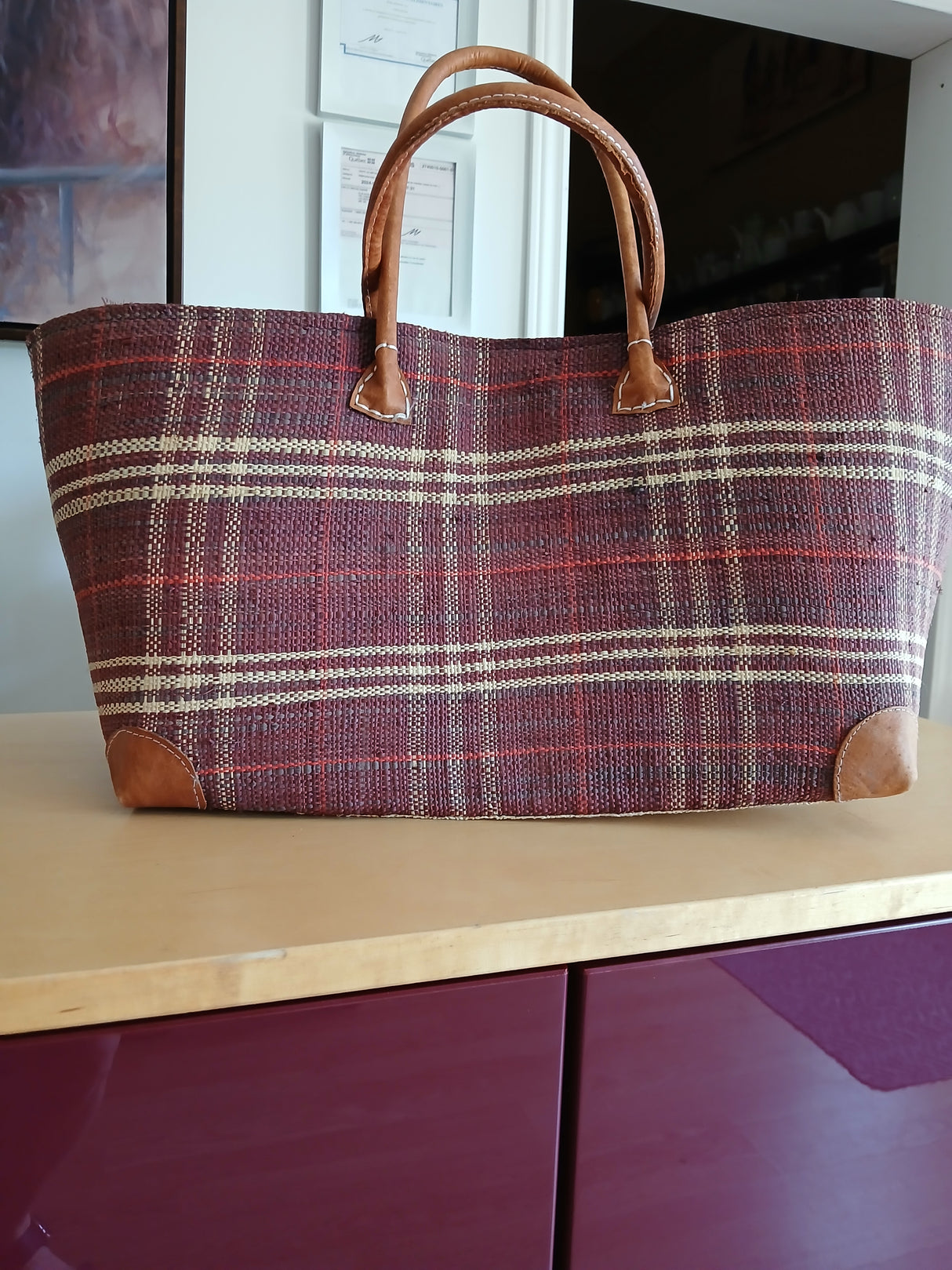 PAN0012 - 3-strip sisal basket bag - Small