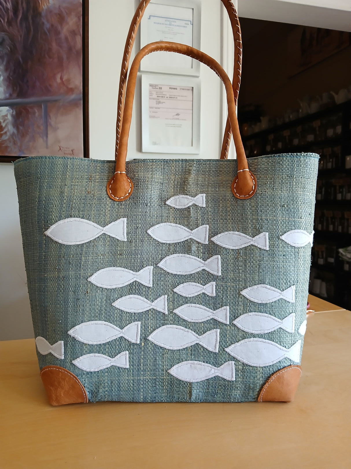 PAN0012 - 3-strip sisal basket bag - Small