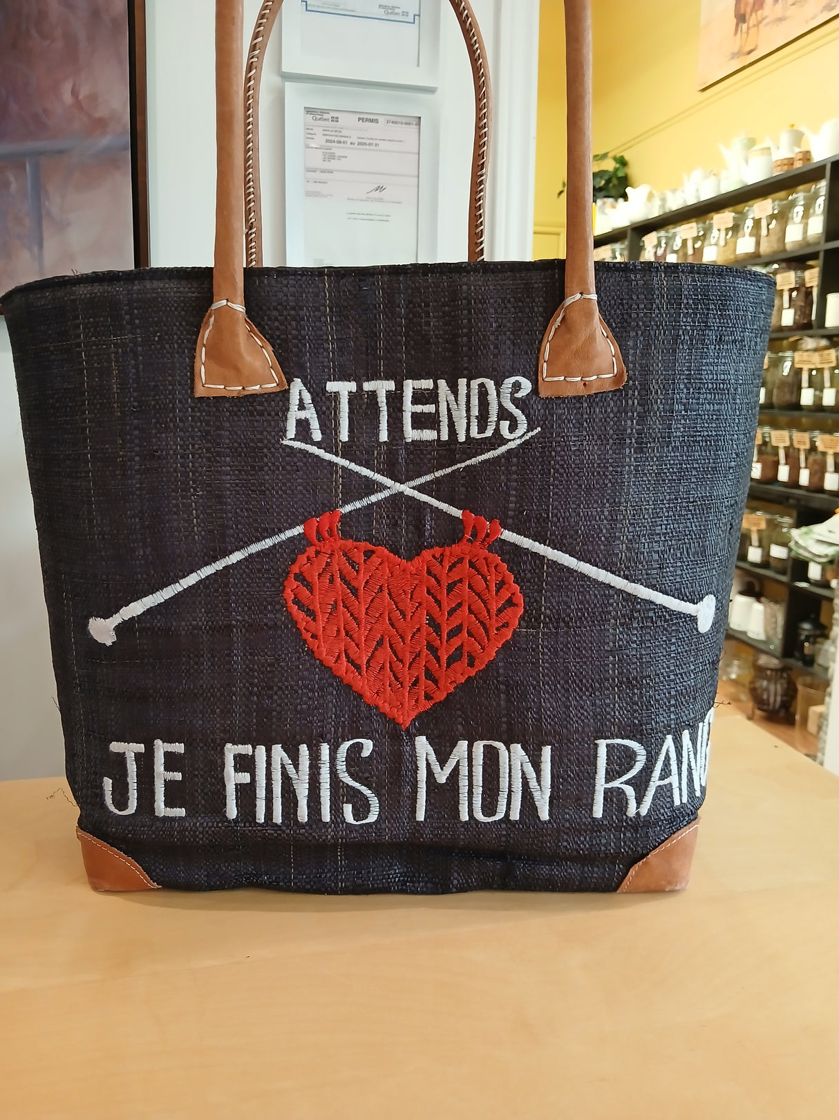 PAN0079 - Basket bag - Cat - charcoal - medium size