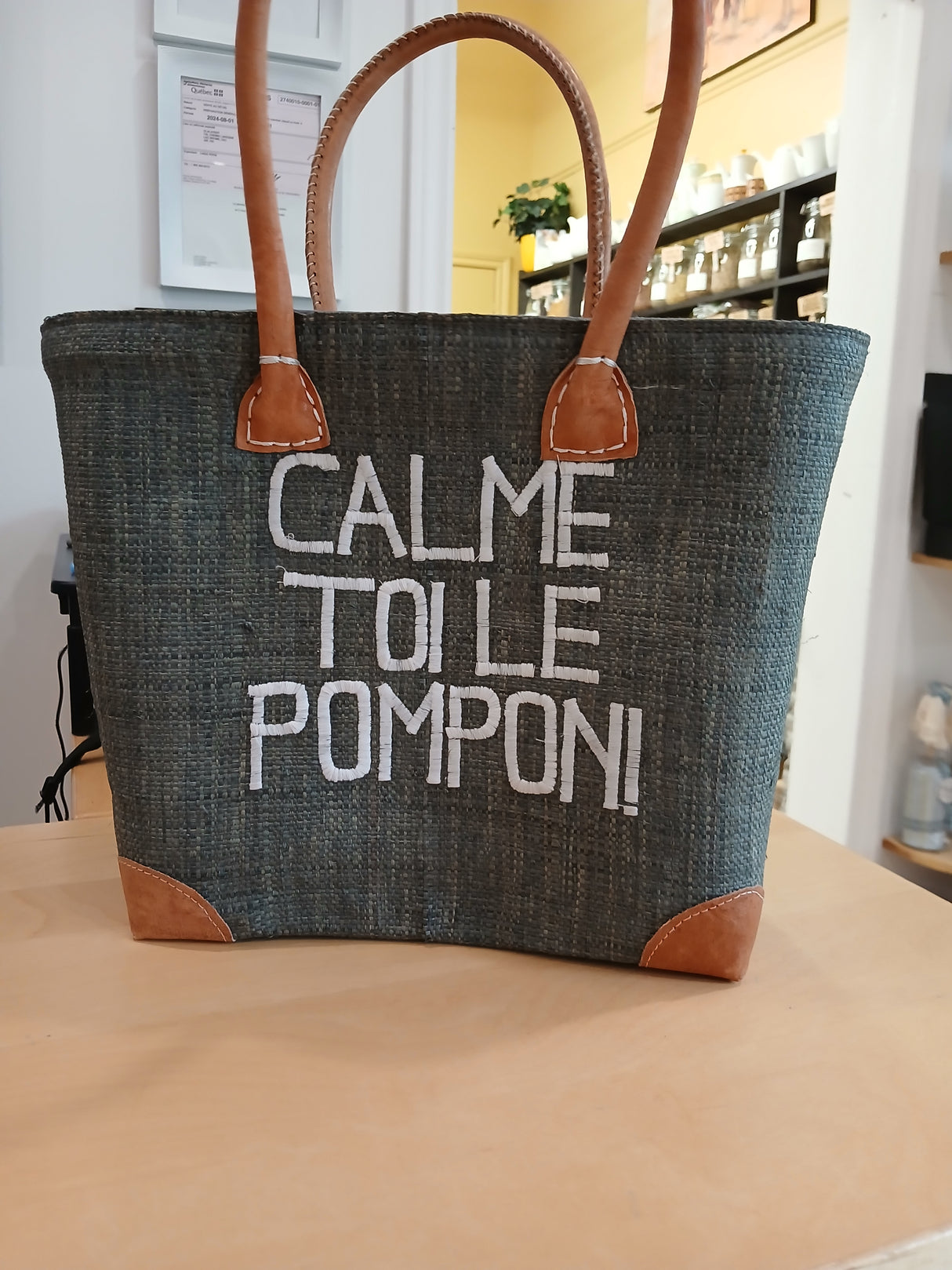 PAN0079 - Basket bag - Cat - charcoal - medium size