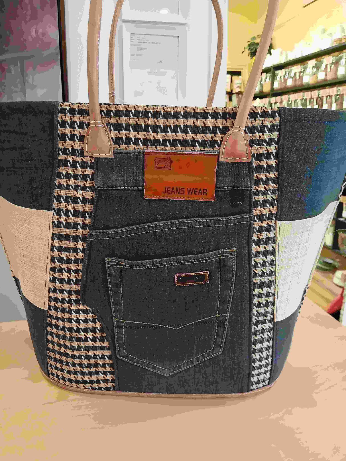 PAN0079 - Basket bag - Cat - charcoal - medium size