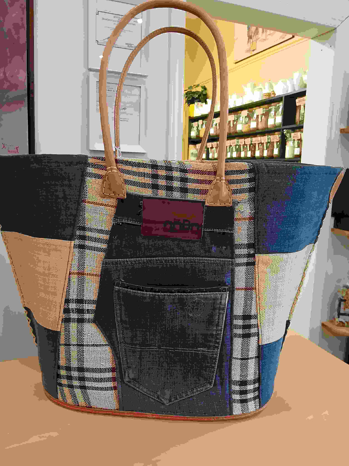 PAN0079 - Basket bag - Cat - charcoal - medium size