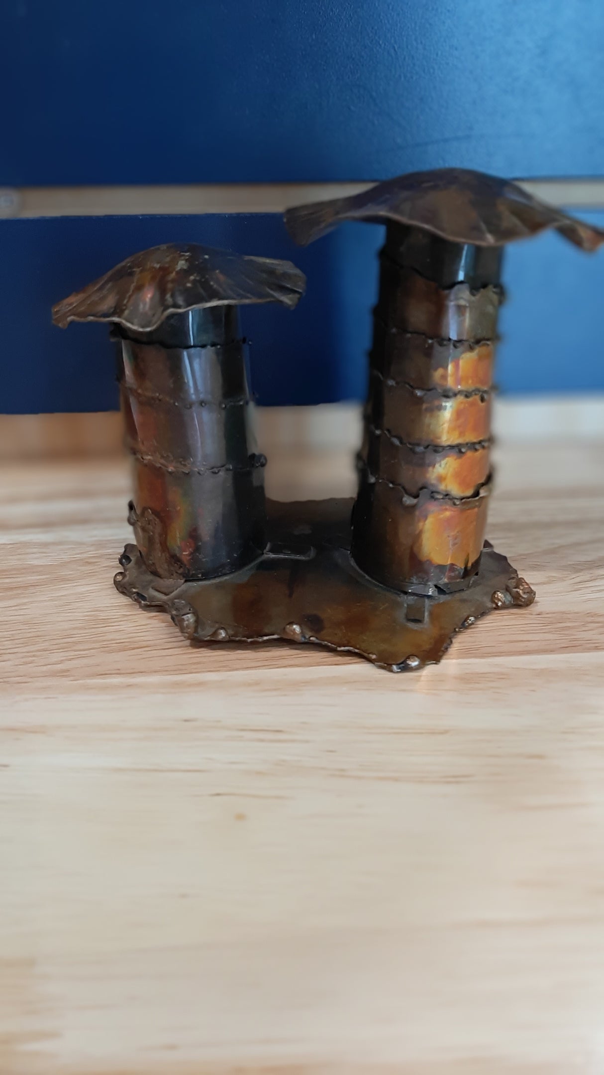 MUS0095 - Duo de champignons en métal cuivré