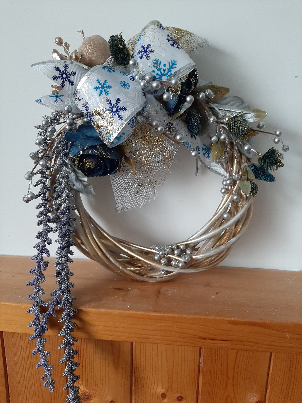 DÉCO-N - Couronne de Noël - ruban flocons de neige