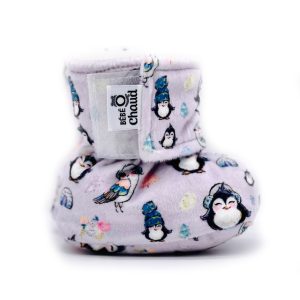 BOC0019 - Pantoufles minky - Pingouins fleuris