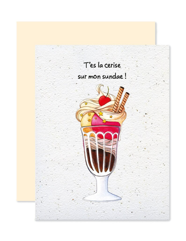 EMM0027 - Carte à planter / Plantable greeting card - Cerise sur le sundae
