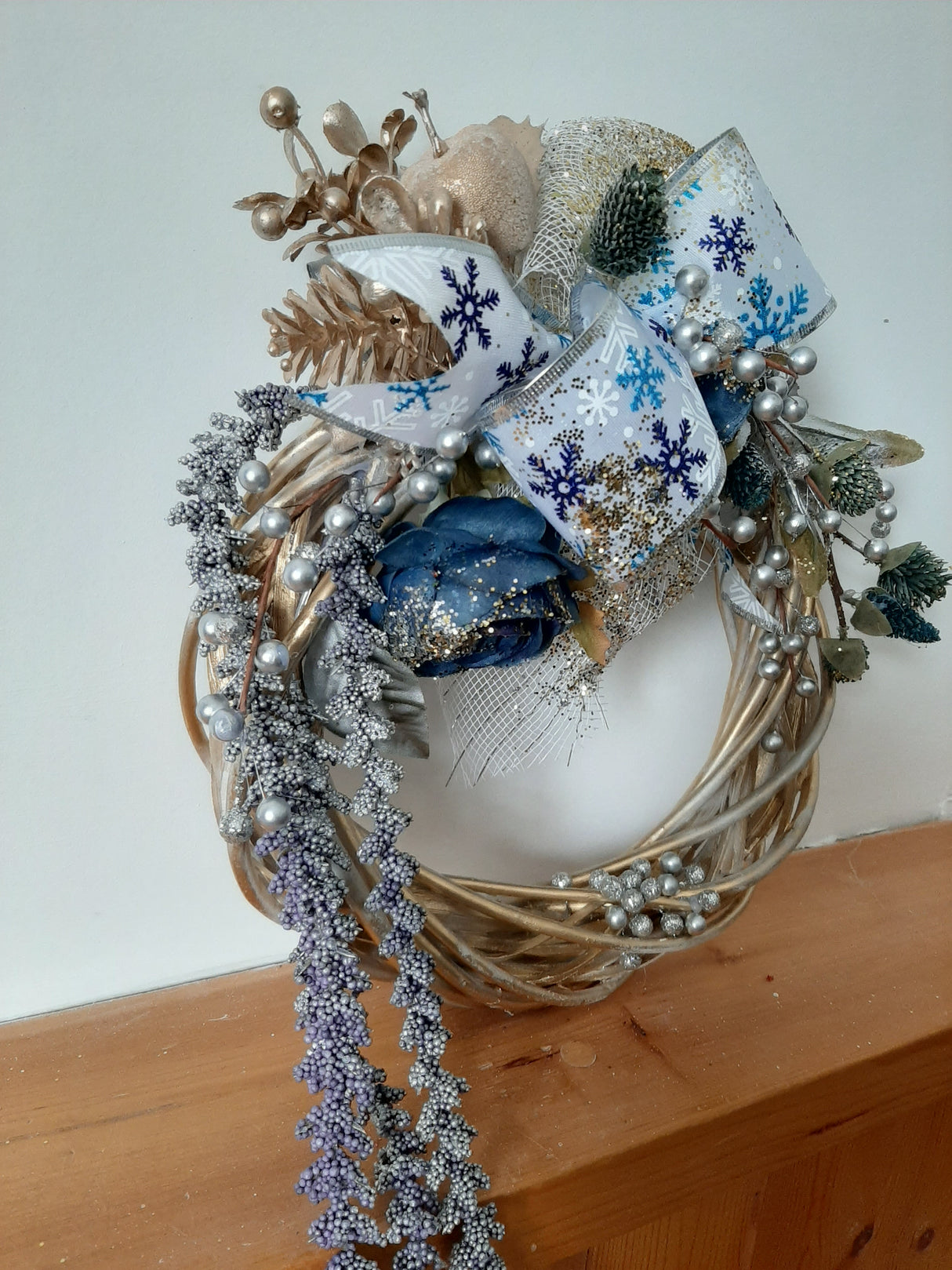 DÉCO-N - Couronne de Noël - ruban flocons de neige