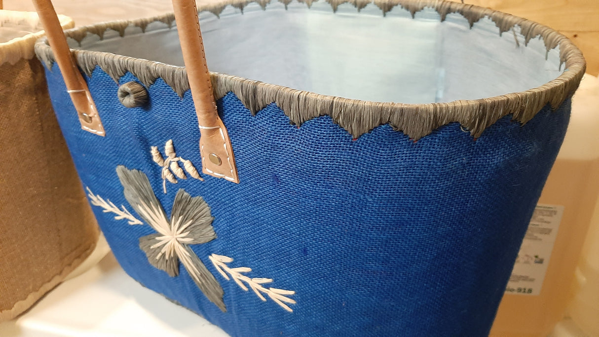 PAN0070 - Large basket bag - Jute flower