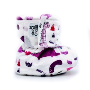 BOC0047 - Baby slippers - 24-36 months - pink and purple dinosaurs