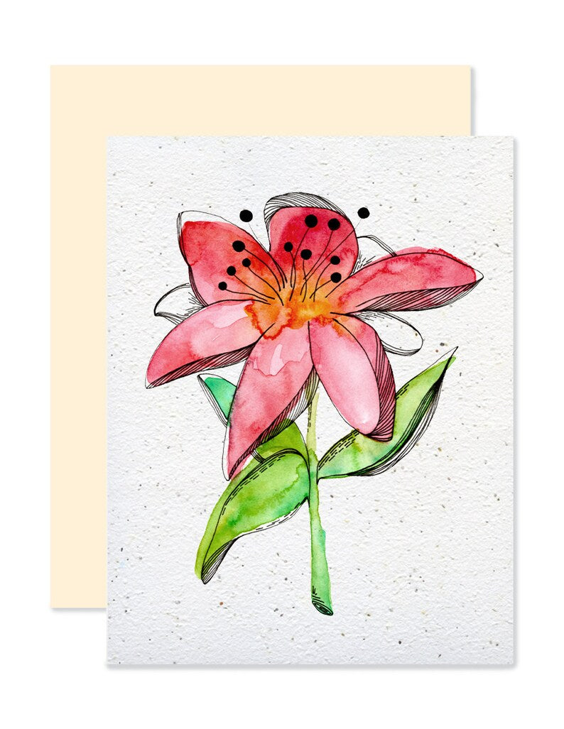 EMM0032 - Carte à planter / Plantable greeting card - Fleur rouge