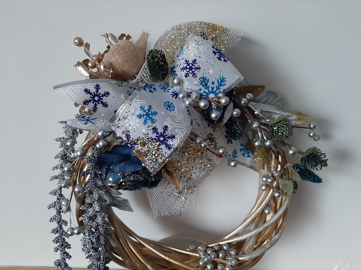 DÉCO-N - Couronne de Noël - ruban flocons de neige