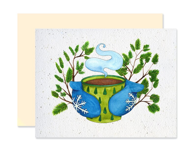 EMM0024 - Carte à planter / Plantable greeting card - Chocolat chaud en hiver