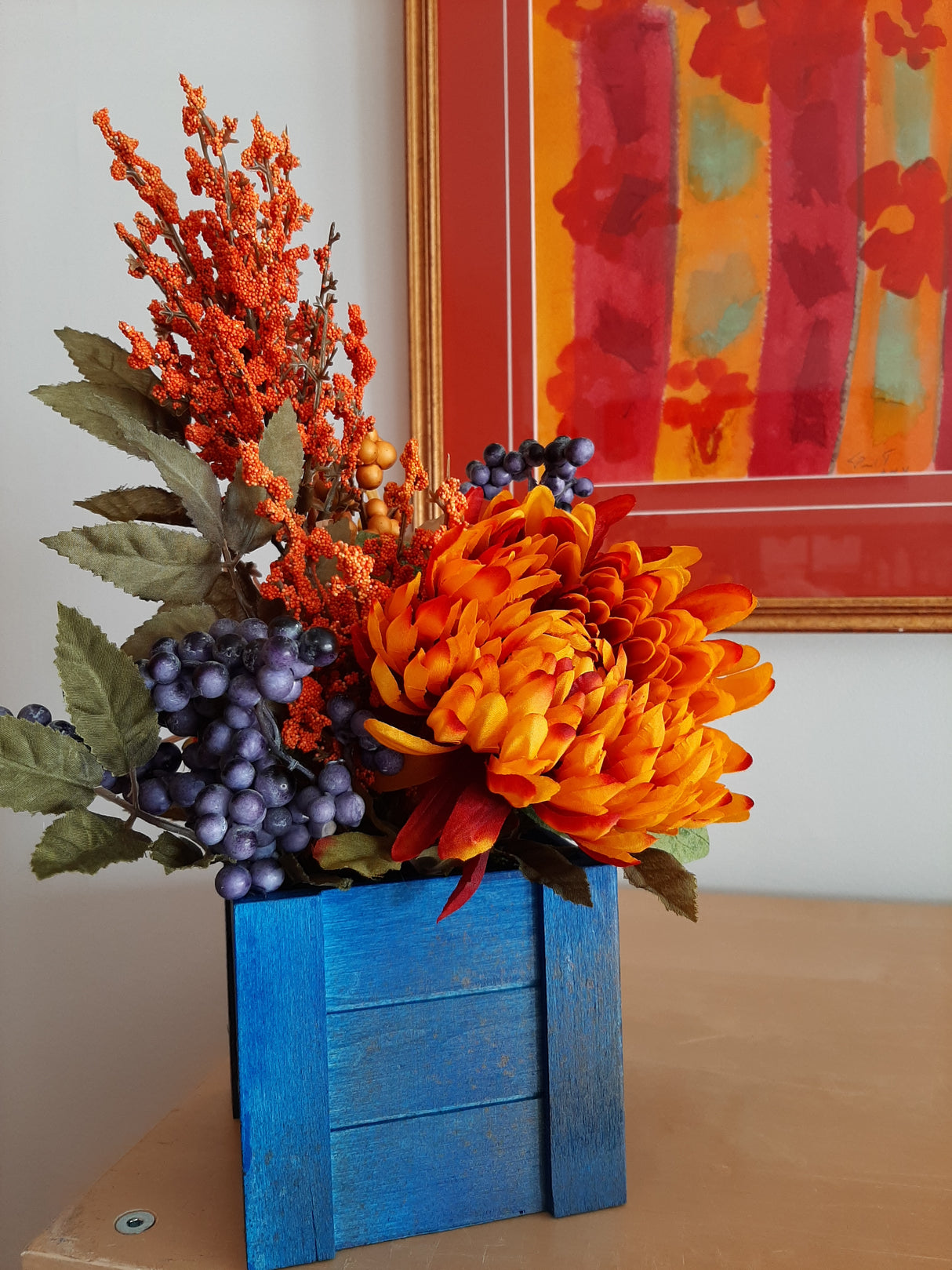 DÉCO-A - Blue basket with peony