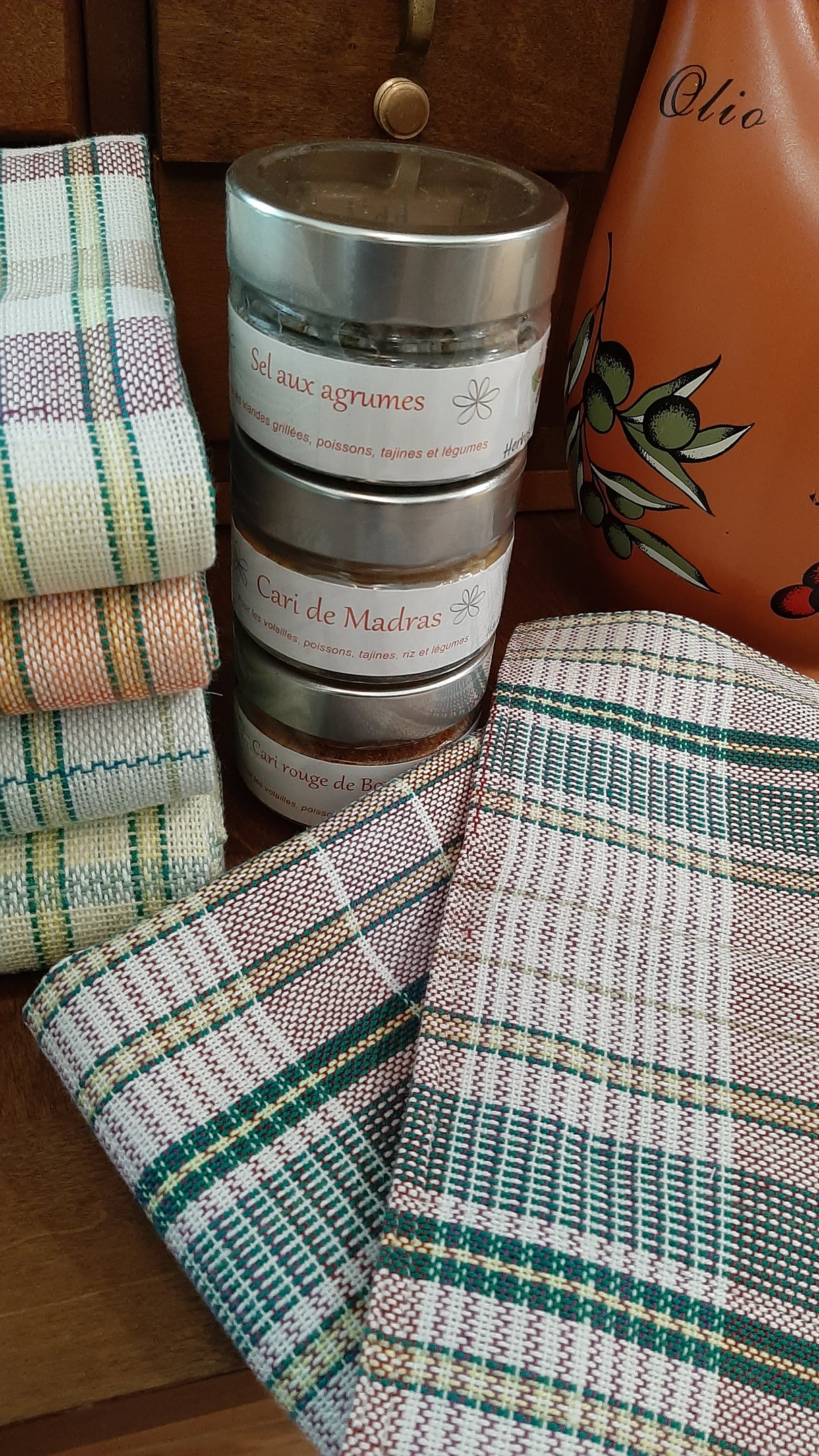 JUD0010 - Ensemble de linge à vaisselle et lavette tissés