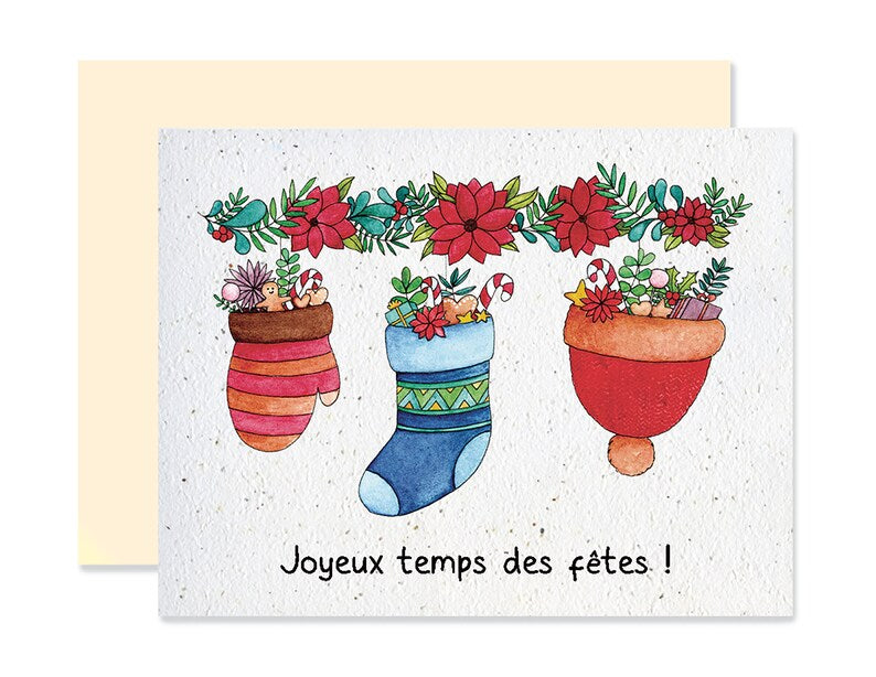 EMM0090 - Carte à planter / Plantable greeting card - Joyeuses fêtes et meilleurs voeux