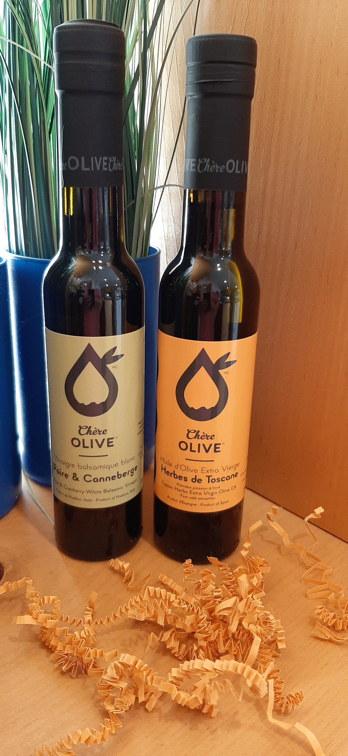 ENS0205 - Duo vinaigre blanc Poire et canneberges et huile d'olive Herbes de Toscane