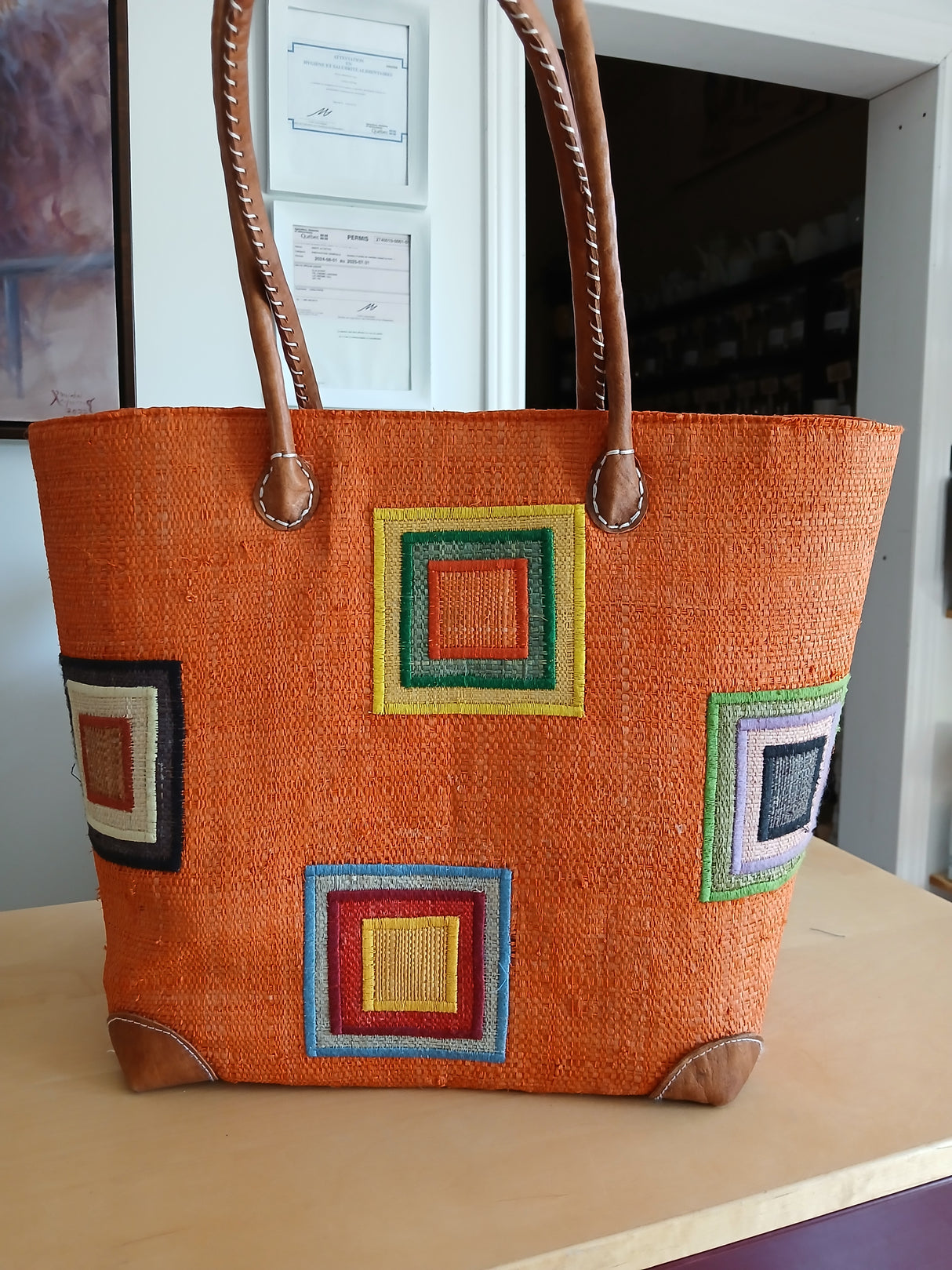 PAN0005 - Sac-panier 'Carrés multicolores'