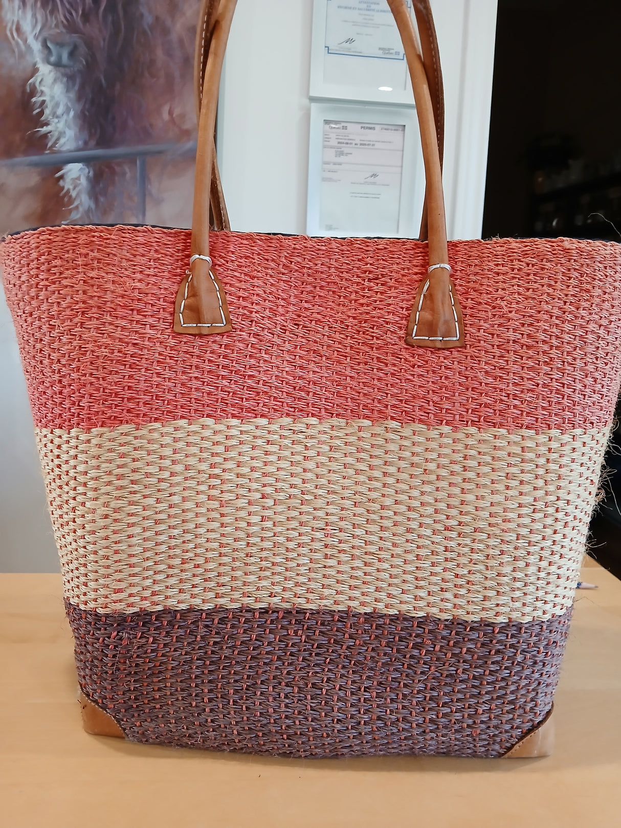 PAN0012 - Sac-panier sisal 3 bandes