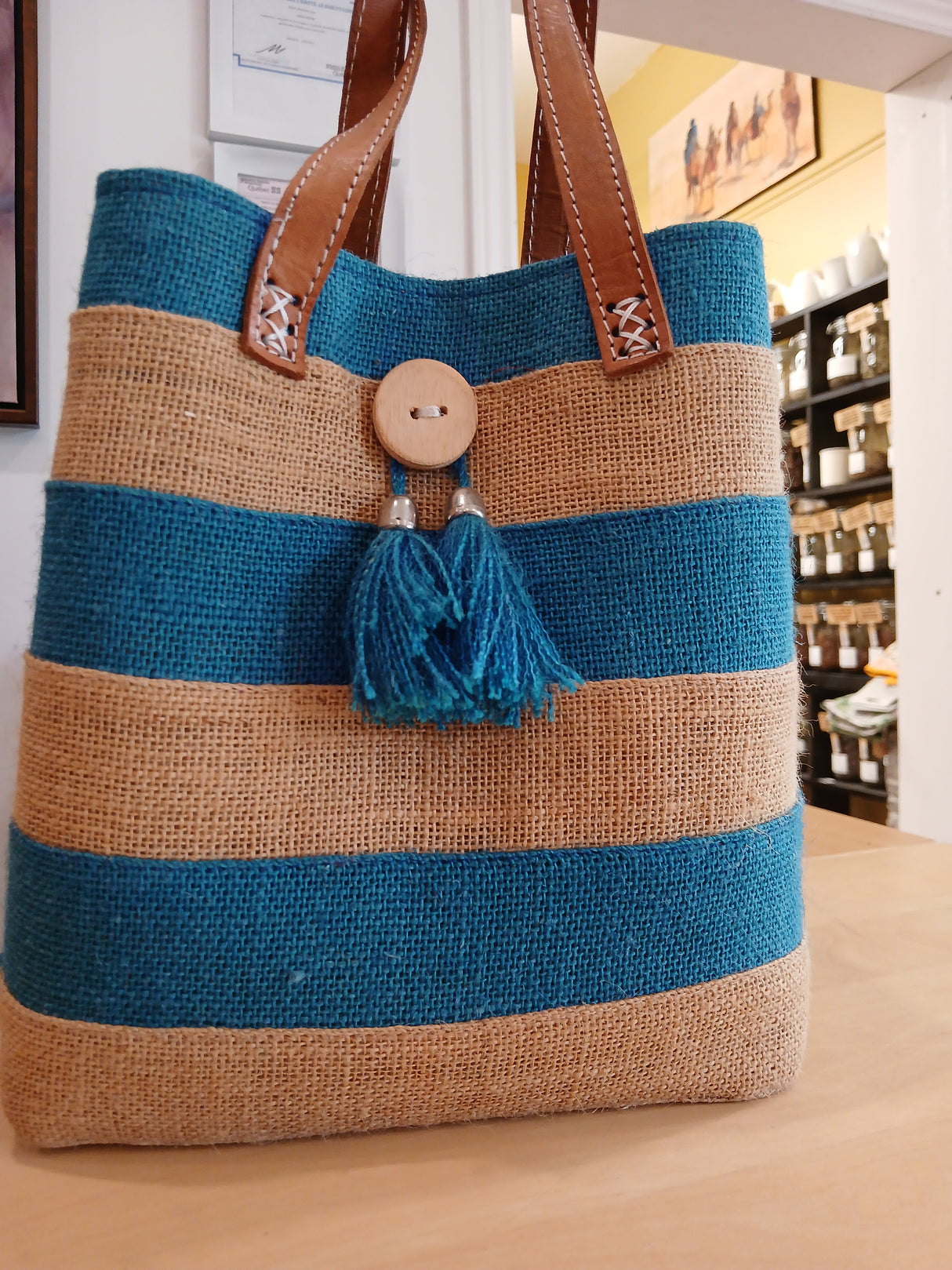 PAN0058 - Sac-besace petit beige et bleu