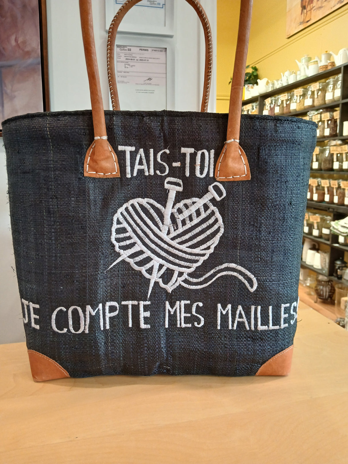PAN0096 - Sac-panier 'Tais-toi, je compte mes mailles'
