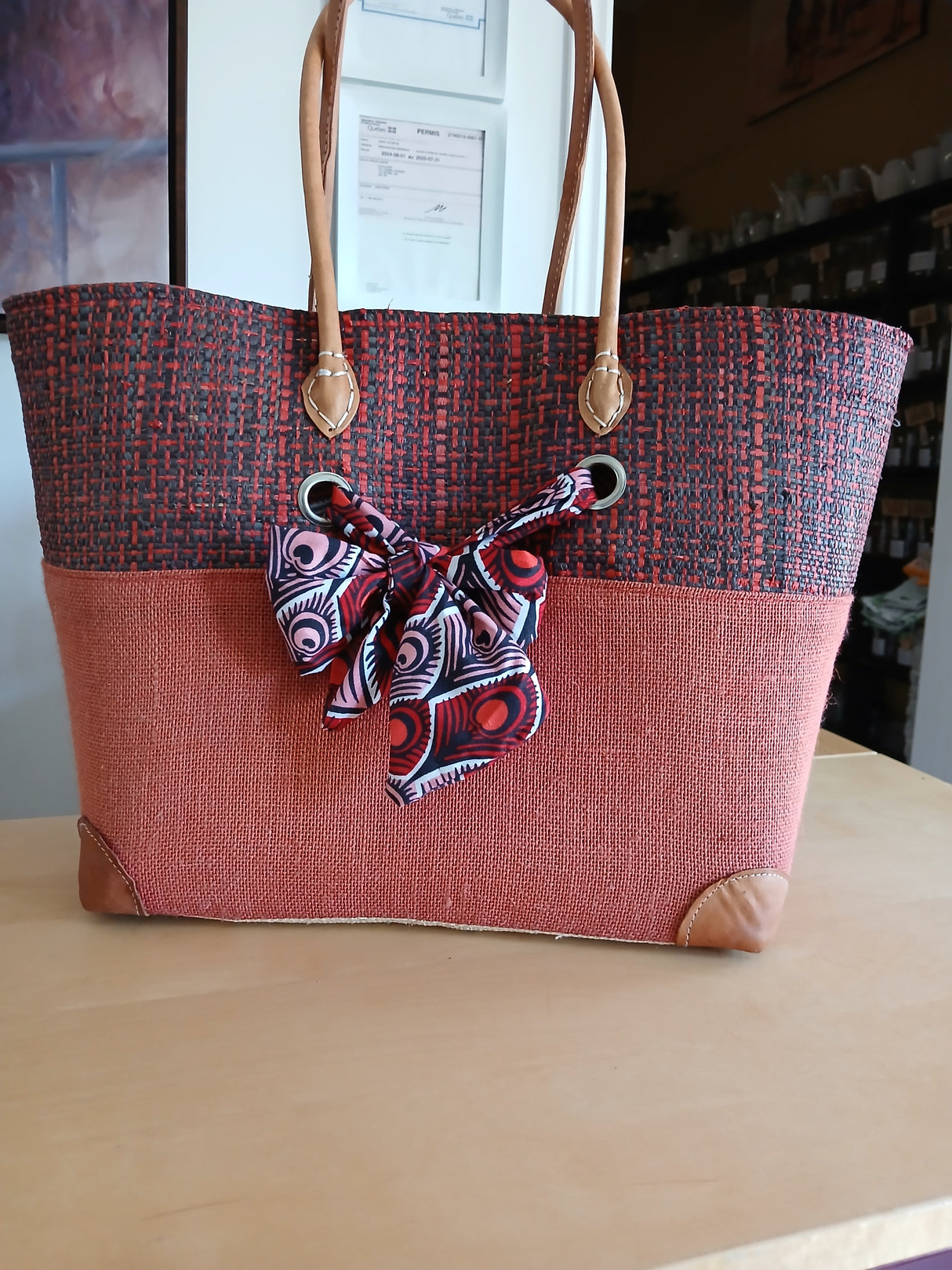 PAN0079 - Basket bag - Cat - charcoal - medium size 