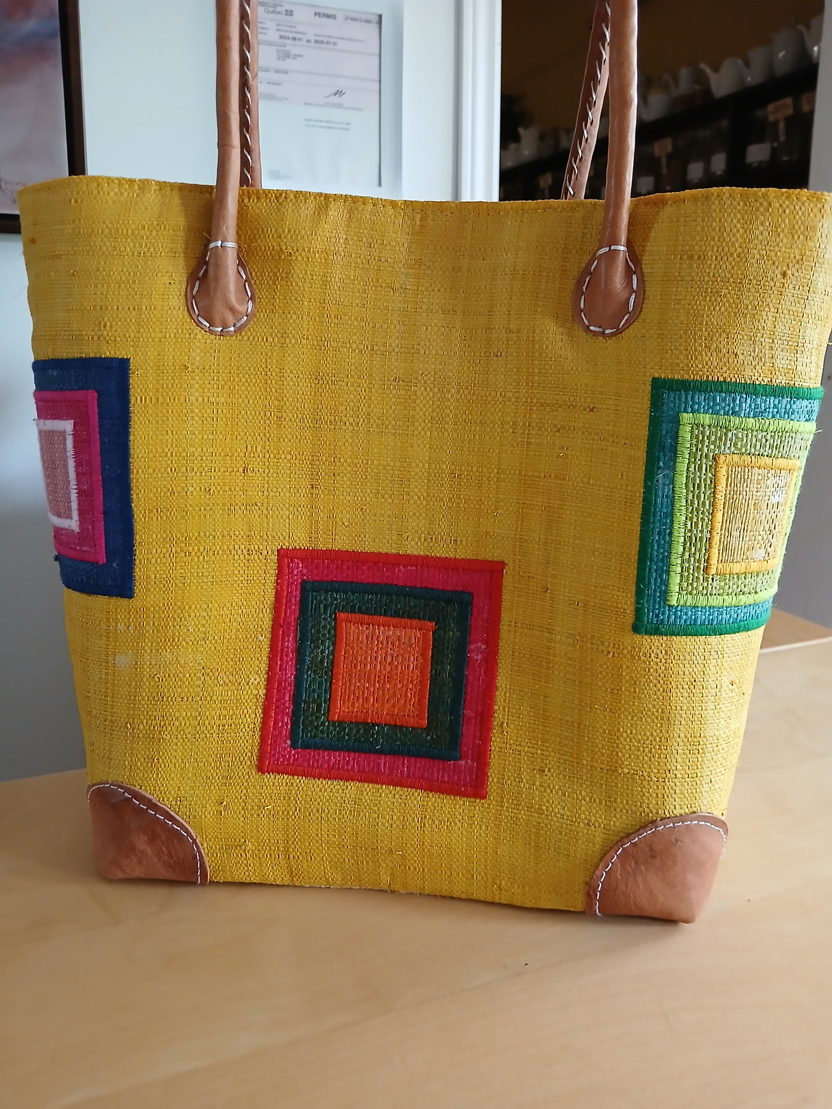 PAN0131 - Sac-panier 'Carrés multicolores'