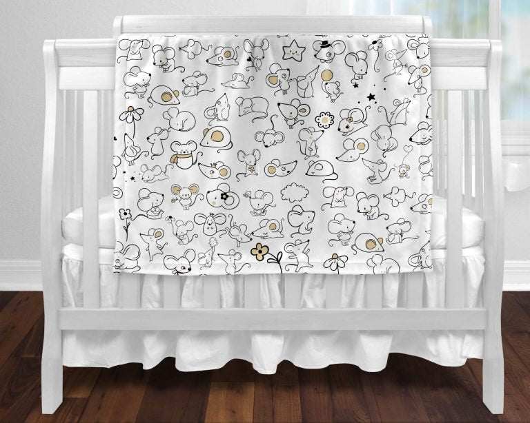 BOC0084 - Couverture minky - Souris noires et blanches