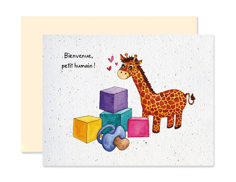 EMM0001 - Carte à planter / Plantable greeting card -  Bienvenu petit humain!
