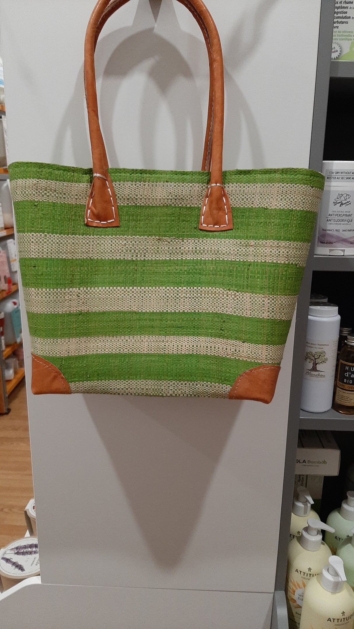 PAN0061 - Panier marin - Petit - vert limette et beige