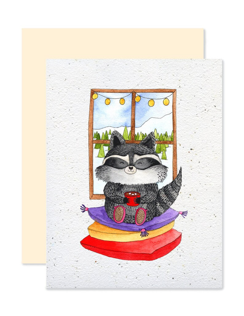 EMM0020 - Carte à planter / Plantable greeting card - Raton-laveur hiver