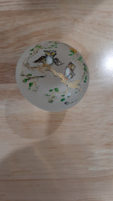 MUS0092 - Champignon en verre avec hiboux peints