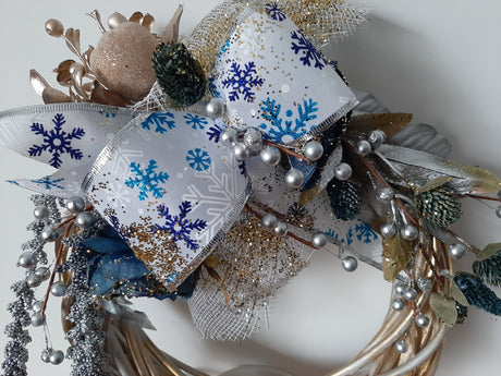DÉCO-N - Couronne de Noël - ruban flocons de neige