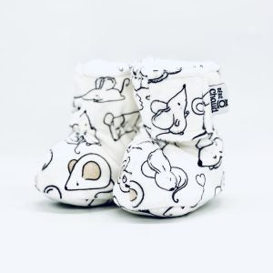 BOC0098 - Pantoufles à velcro - 24-36 mois - Souris noires et blanches