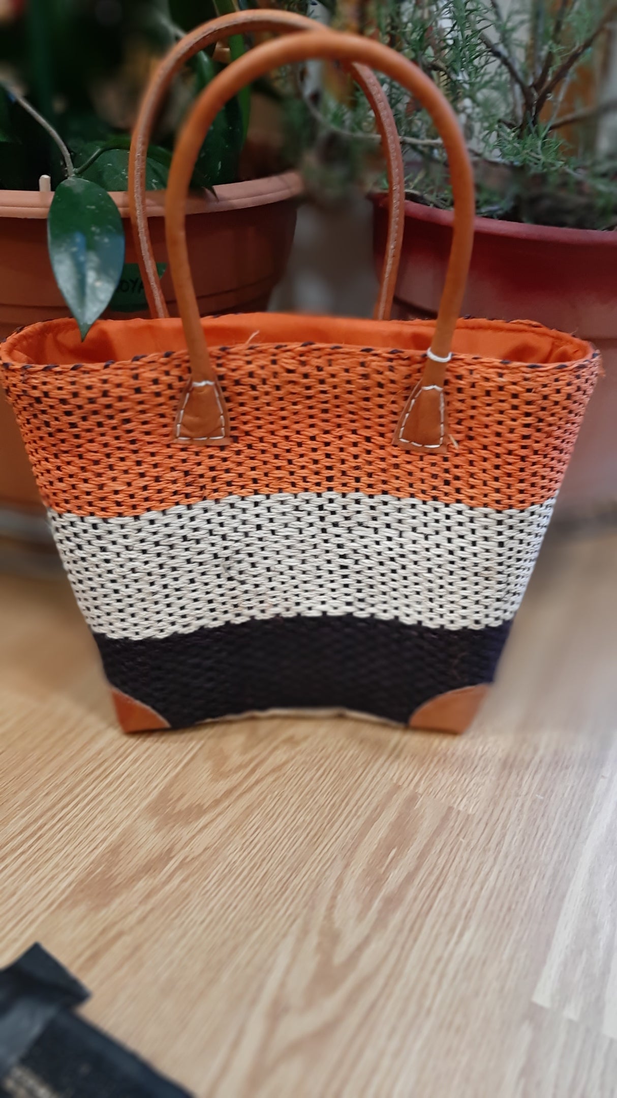 PAN0022 - Petit panier sisal 3 bandes