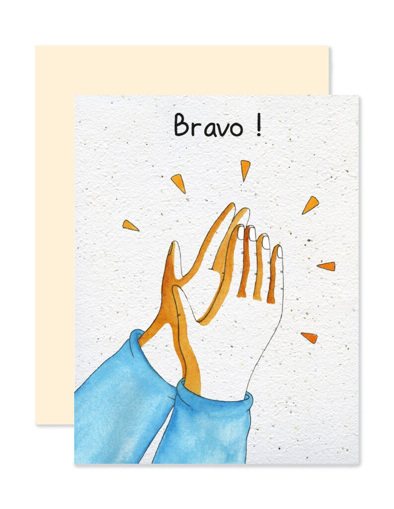 EMM0002 - Carte à planter / Plantable greeting card -  Bravo!